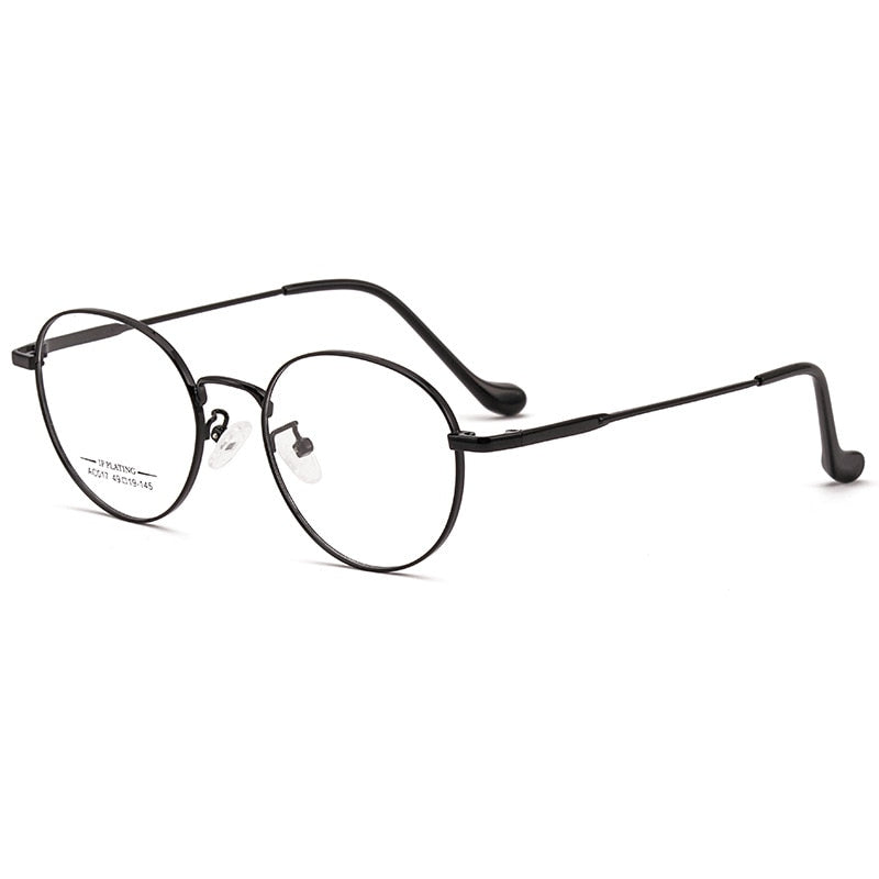 KatKani Unisex Full Rim Round Titanium Alloy Two Tone Frame Eyeglasses Ac017 Full Rim KatKani Eyeglasses Black  