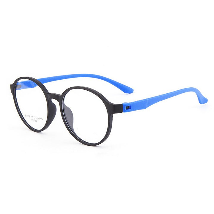 KatKani Unisex Full Rim Round TR 90 Resin Screwless Frame Eyeglasses Full Rim KatKani Eyeglasses Black Blue  