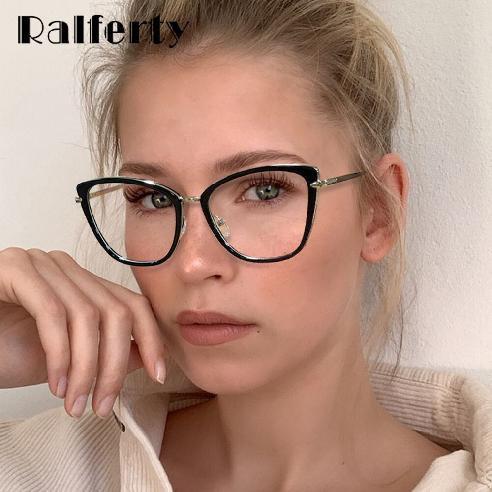 Ralferty Women's Eyeglasses Cat Eye Anti Blue Light F95290 Full Rim Ralferty   