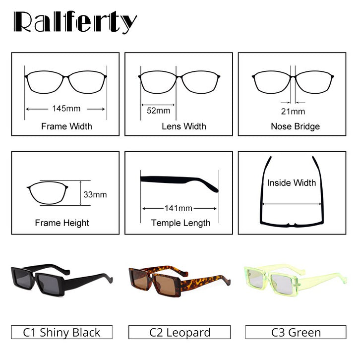 Ralferty Women's Sunglasses Small Rectangular W95060-1 Sunglasses Ralferty   