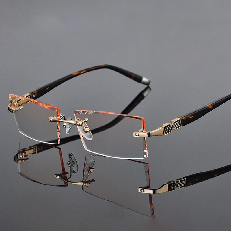 Reven Jate 58050 Alloy Rimless Diamond Cutting Man Glasses Frame Fuzweb