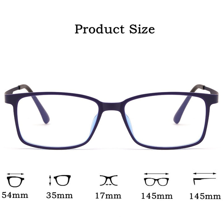 KatKani Men's Full Rim Square TR 90 Resin Alloy Frame Eyeglasses K3063 Full Rim KatKani Eyeglasses   