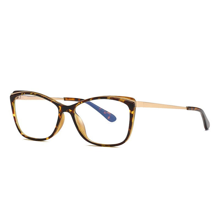 CCSpace Women's Full Rim Rectangle Cat Eye Frame Eyeglasses 49399 Full Rim CCspace C3Leopard  