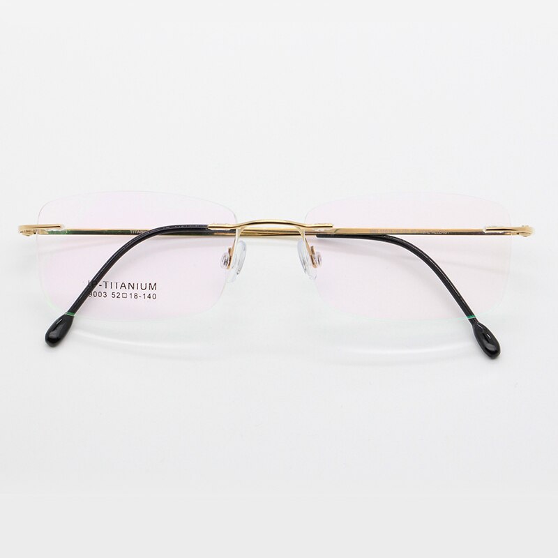 Unisex Rimless Titanium Frame Eyeglasses Customizable Lenses 9003 Rimless Bclear Gold  