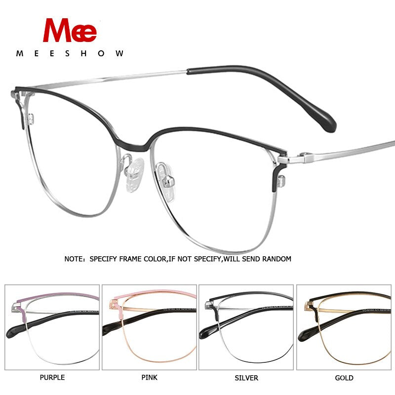 Meeshow Women's Full Rim Cat Eye Titanium Alloy Eyeglasses 1811 Frame MeeShow   