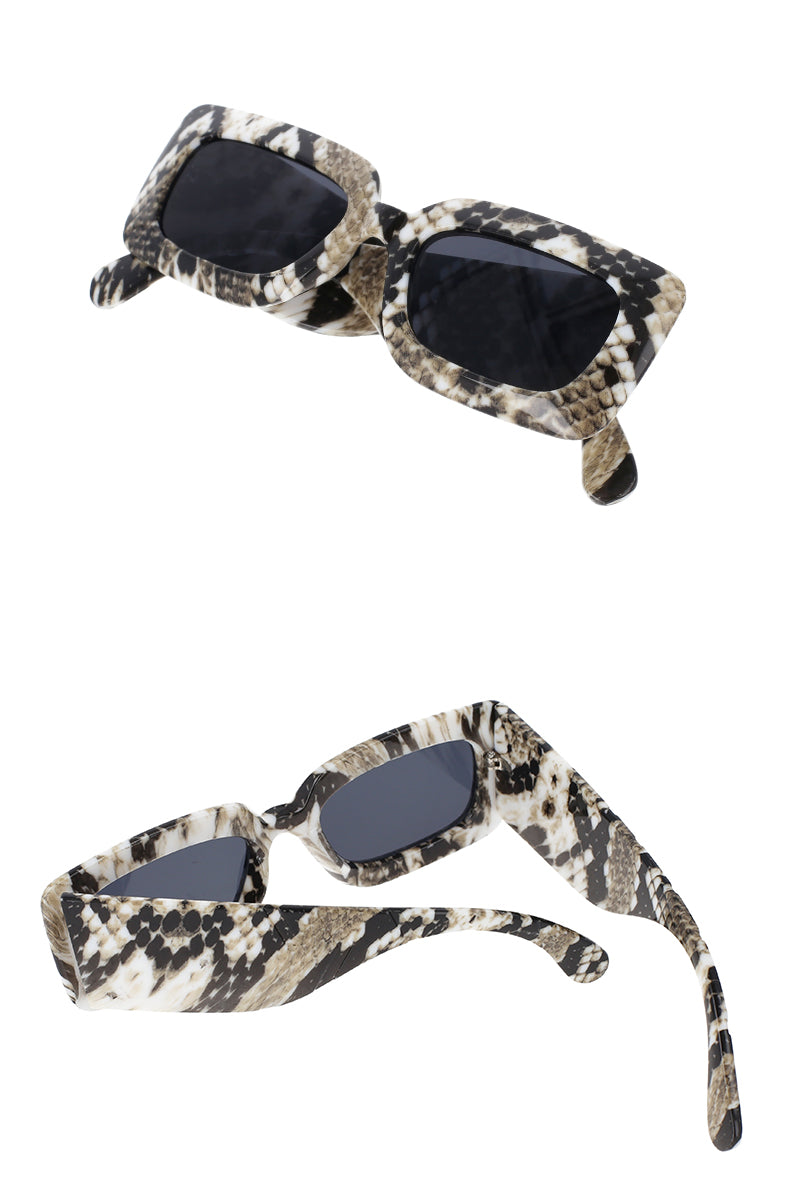 CCSpace Women's Full Rim Rectangle Resin Snake Skin Python Frame Sunglasses 53026 Sunglasses CCspace Sunglasses   