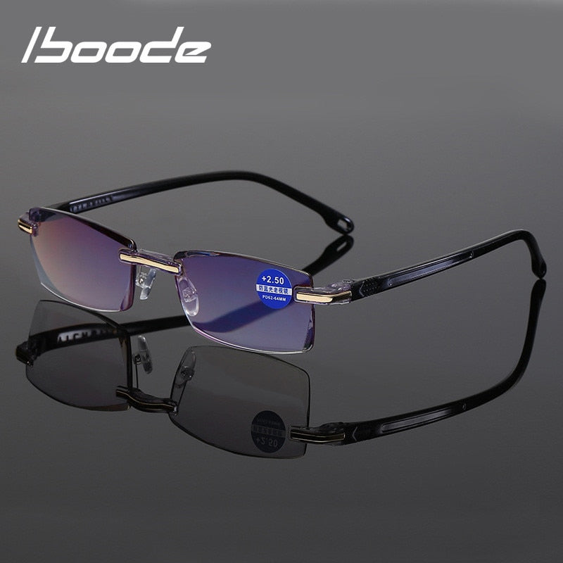 Unisex Reading Glasses Anti Blue Rays Rimless Alloy Eyewear Diopter +1.0 1.5 2.0 2.5 3.0 3.5 4.0 Reading Glasses Seemfly +100 BLACK 