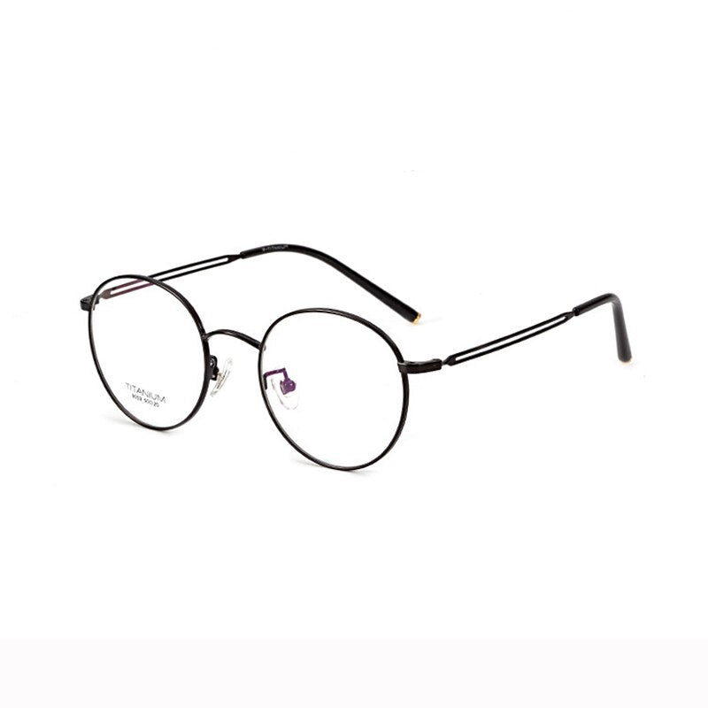 Women's Full Rim Round Titanium Frame Eyeglasses Lr9059 Full Rim Bclear Black  