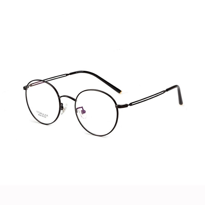 Women's Full Rim Round Titanium Frame Eyeglasses Lr9059 Full Rim Bclear Black  