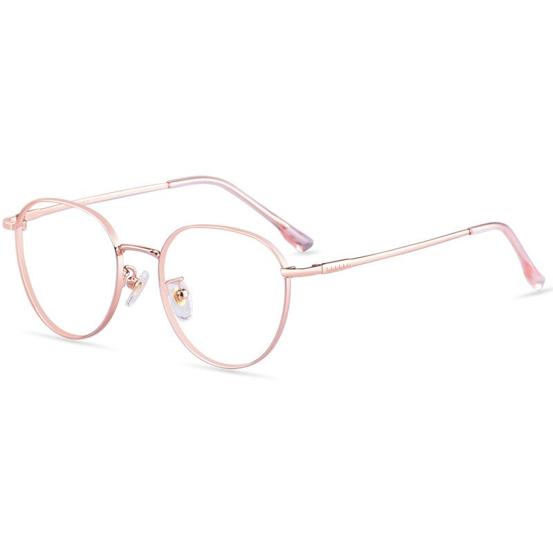 Yimaruili Unisex Full Rim β Titanium Round Frame Eyeglasses 80047 Full Rim Yimaruili Eyeglasses Rose Gold  