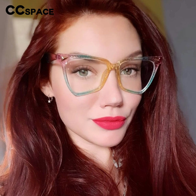 CCSpace Women's Full Rim Oversized Square Tr 90 Titanium Frame Eyeglasses  53838 Full Rim CCspace   