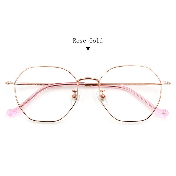 Hdcrafter Unisex Full Rim Polygon Alloy Frame Eyeglasses Ps9800 Full Rim Hdcrafter Eyeglasses Rose Gold  