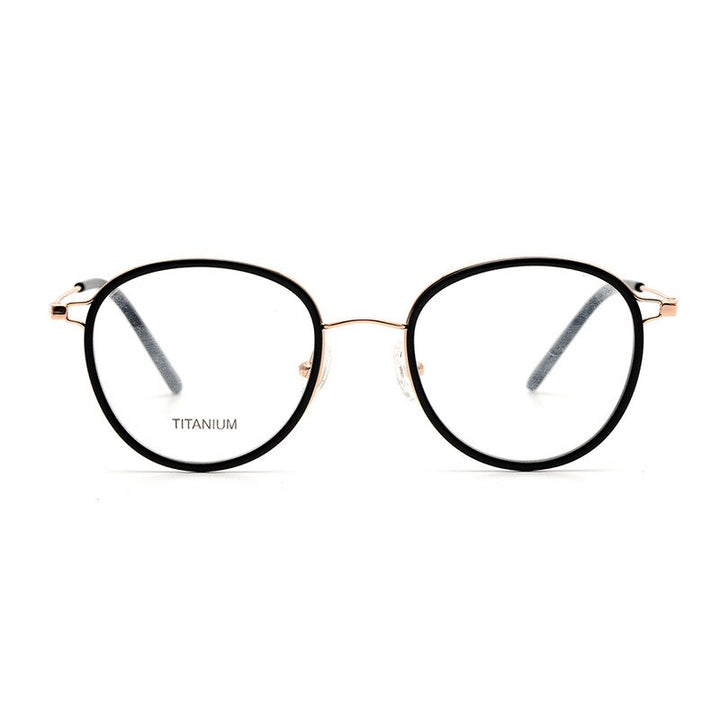 Aissuarvey Round Full Rim Titanium Frame Eyeglasses Unisex Full Rim Aissuarvey Eyeglasses Black golden  