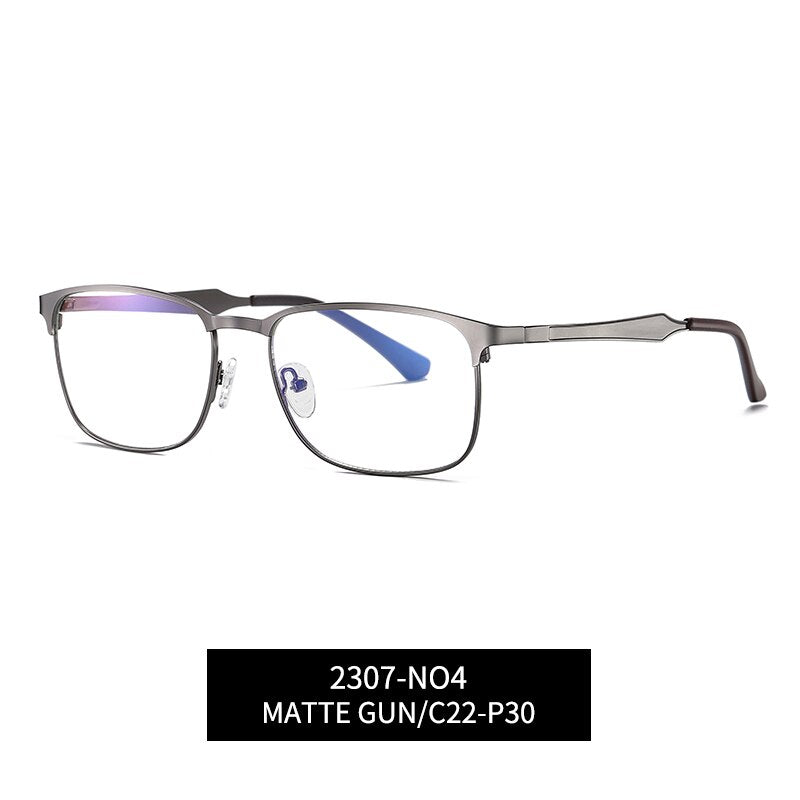 Reven Jate Men's Eyeglasses 2307 Full Rim Alloy Front Flexible Plastic Tr-90 Full Rim Reven Jate gray  