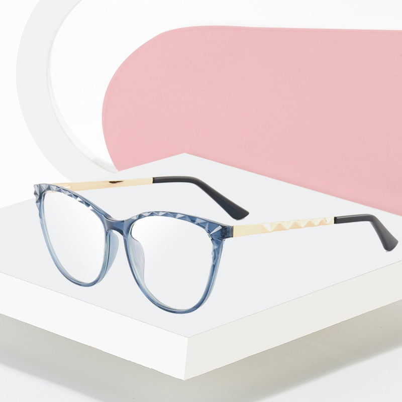 Hotony Women's Full Rim TR 90 Resin Round Cat Eye Frame Eyeglasses 7010 Full Rim Hotony   