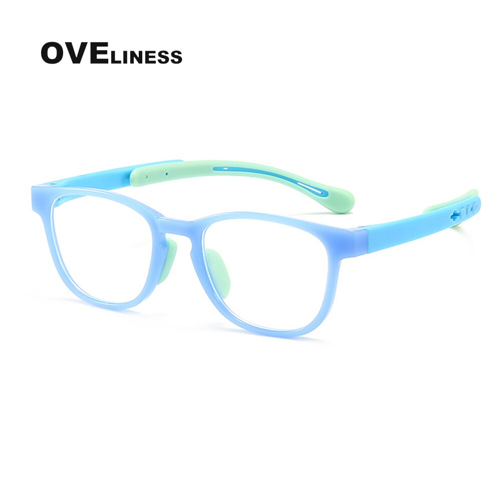 Oveliness Unisex Children's Full Rim Square Tr 90 Titanium Eyeglasses Oltrj06p Full Rim Oveliness light blue  