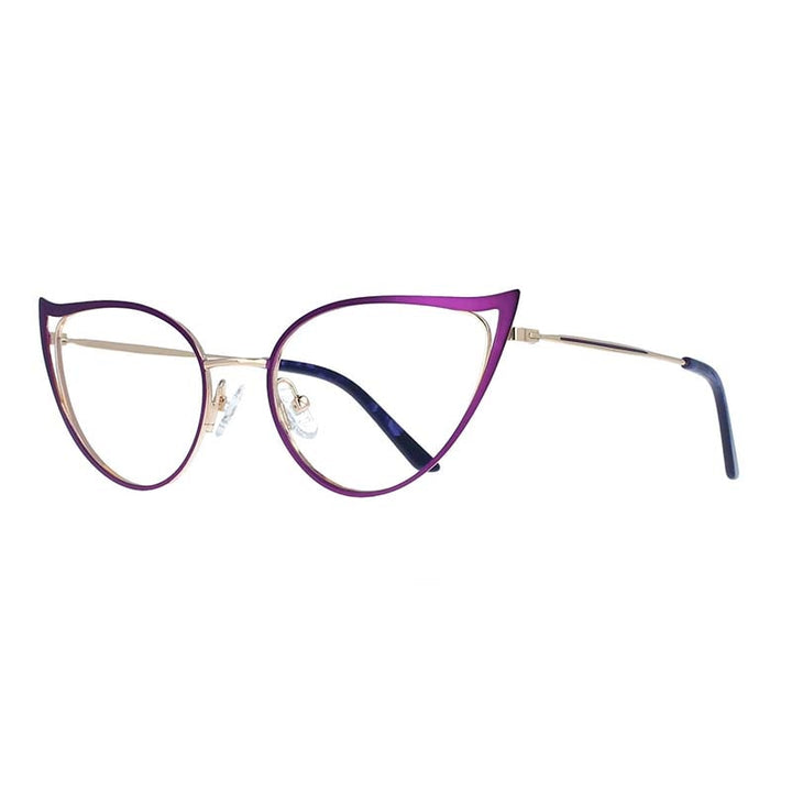 CCSpace Women's Full Rim Cat Eye Alloy Frame Eyeglasses 53445 Full Rim CCspace Purple  
