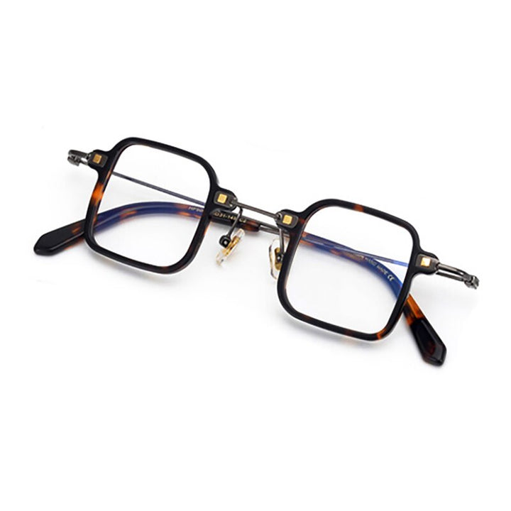 Aissuarvey Unisex Acetate Metal Square Full Rim Eyeglasses Hp506 Full Rim Aissuarvey Eyeglasses Tortoise  