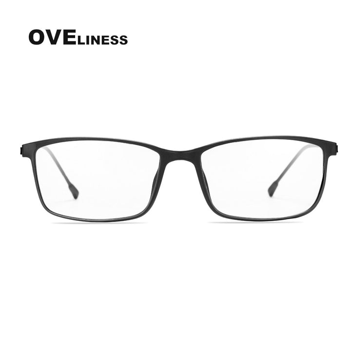 Oveliness Men's Full Rim Square Tr 90 Titanium Eyeglasses Ol98p55 Full Rim Oveliness black  