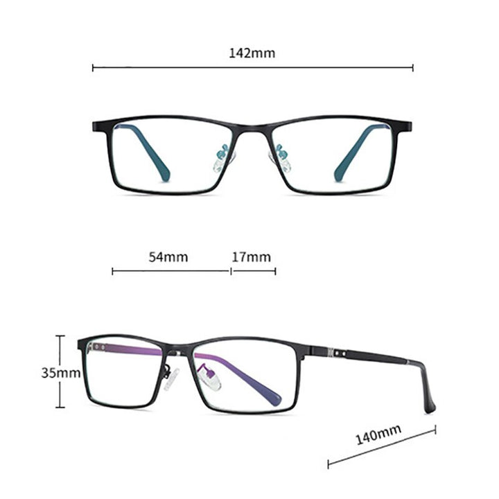 Hotochki Men's Full Rim Alloy Frame Anti Blue Lens Eyeglasses 2316 Full Rim Hotochki   