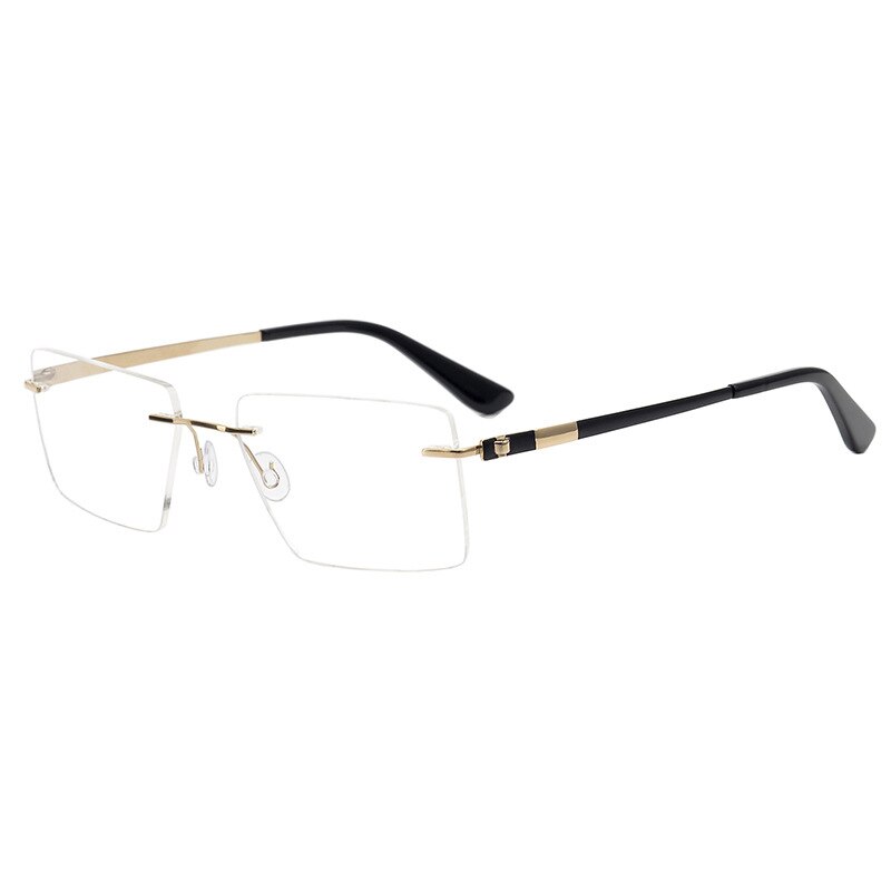 Aissuarvey Rectangular Lens Rimless Titanium Frame Men's Eyeglasses Rimless Aissuarvey Eyeglasses Gold  