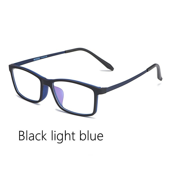 Yimaruili Unisex Titanium TR-90 Resin Square Frame Eyeglasses HR3048 Frame Yimaruili Eyeglasses Black light blue  