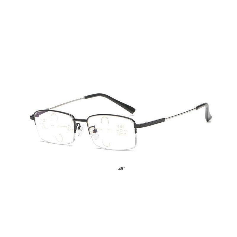 Men's Titanium Frame Progressive Reading Glasses Anti Blue Light Reading Glasses Brightzone +100 Black 
