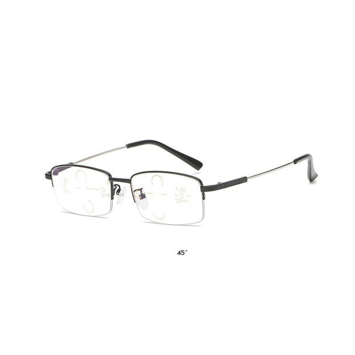 Men's Titanium Frame Progressive Reading Glasses Anti Blue Light Reading Glasses Brightzone +100 Black 