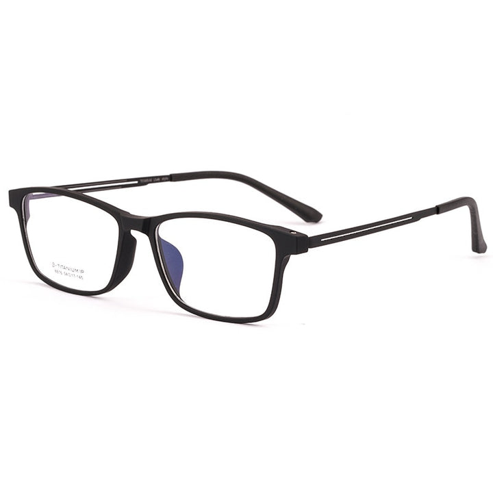 Yimaruili Men's Full Rim TR 90 Resin β Titanium Frame Eyeglasses 8816 Full Rim Yimaruili Eyeglasses Black  