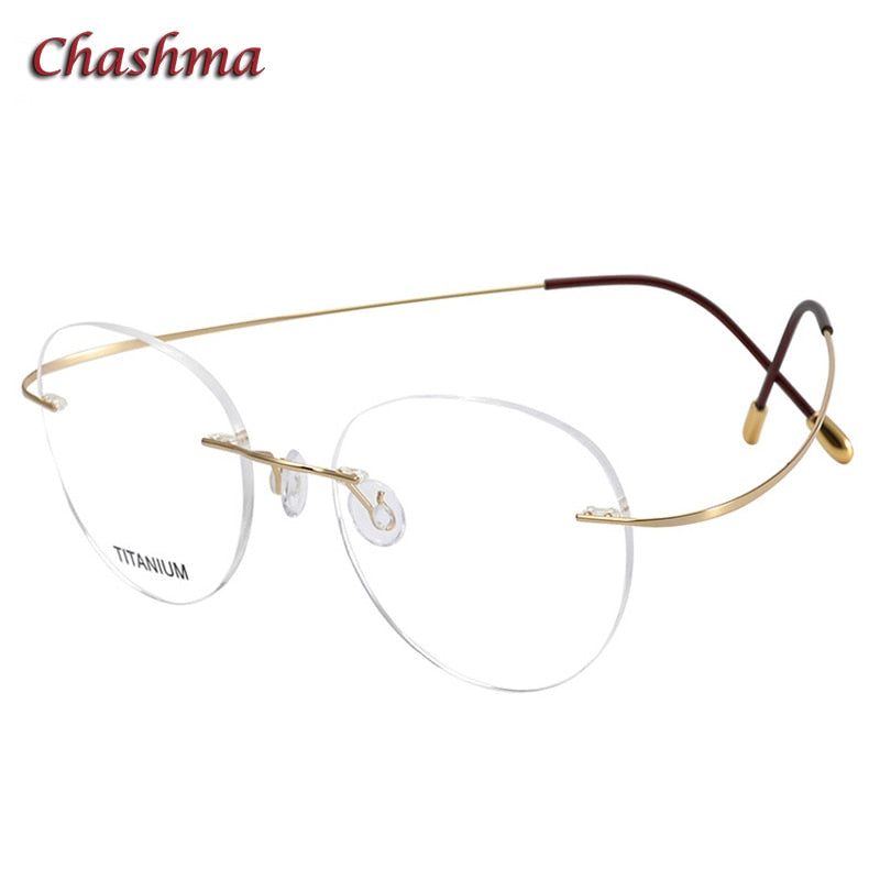 Chashma Ochki Unisex Rimless Round Titanium Eyeglasses 16017 Rimless Chashma Ochki   