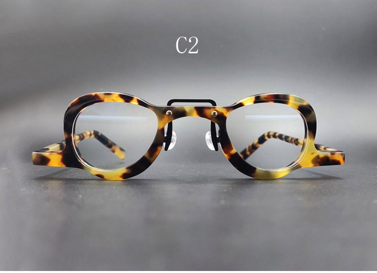 Unisex Handcrafted Oval Acetate Frame Eyeglasses Customizable Lenses Frame Yujo C2 China 