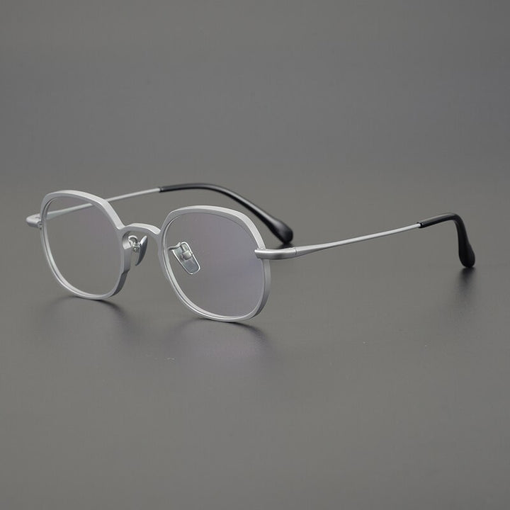 Gatenac Unisex Full Rim Square Titanium Frame Eyeglasses Gxyj700 Full Rim Gatenac Silver  