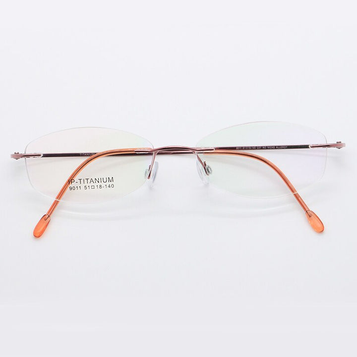 Women's Rimless Titanium Frame Eyeglasses Customizable Lenses 9011 Rimless Bclear Pink  