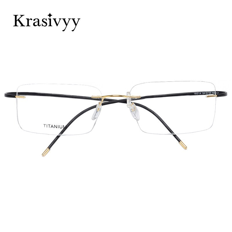 Krasivyy Men's Rimless Square Memory Titanium Eyeglasses Kr16014 Rimless Krasivyy   