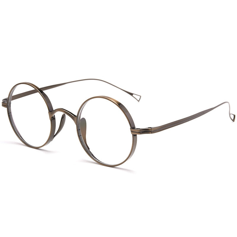 Yimaruili Unisex Full Wide Rim Titanium Frame Eyeglasses 9818CK Frame Yimaruili Eyeglasses Bronze  