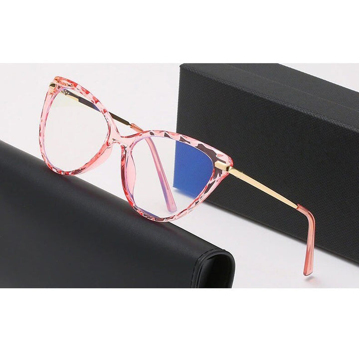 Handoer Women's Full Rim Cat Eye Tr 90 Alloy Eyeglasses 9013 Full Rim Handoer Pink  