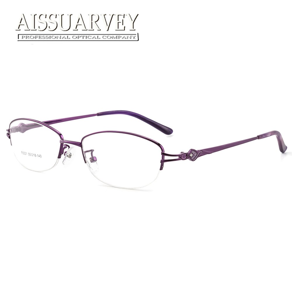 Aissuarvey Women's Semi Rim Alloy Frame Eyeglasses Asf6001 Semi Rim Aissuarvey Eyeglasses Purple  