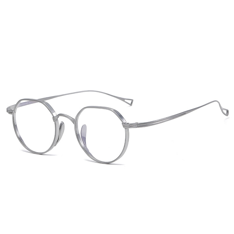 Oveliness Unisex Full Rim Irregular Round Titanium Eyeglasses 9916 Full Rim Oveliness silver  