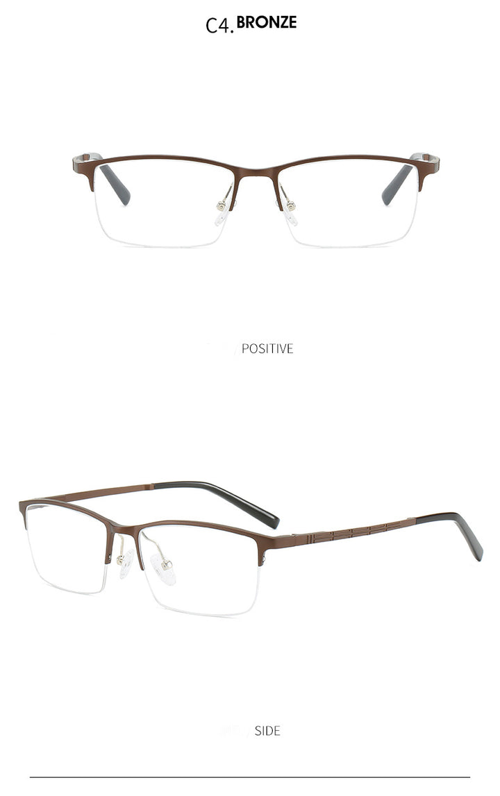 Hdcrafter Men's Semi Rim Rectangle Square Aluminum Frame Eyeglasses P6300 Semi Rim Hdcrafter Eyeglasses   