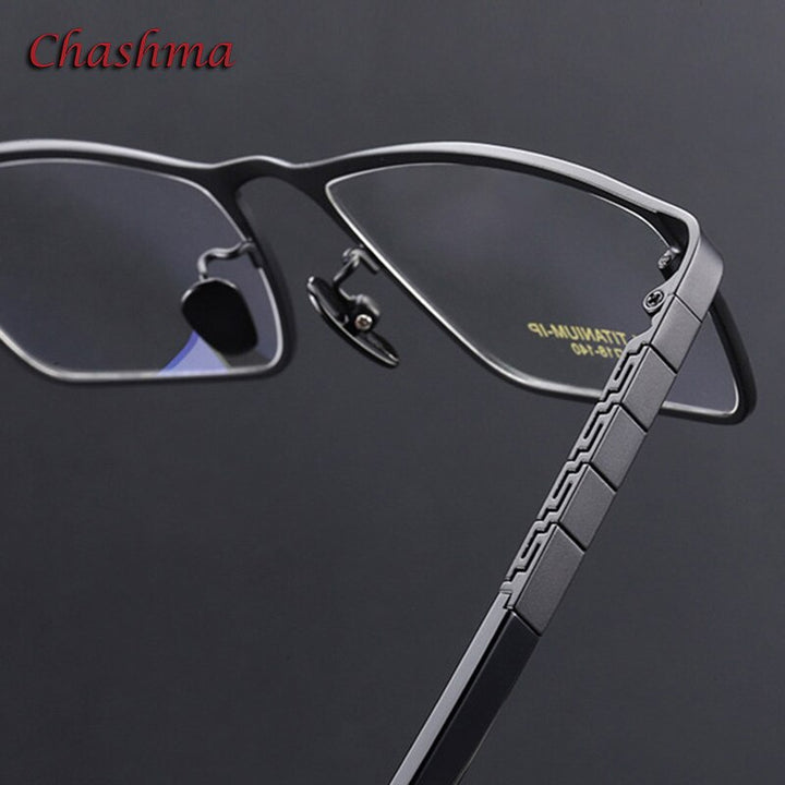 Chashma Ochki Men's Full Rim Square Titanium Eyeglasses 91067 Full Rim Chashma Ochki   