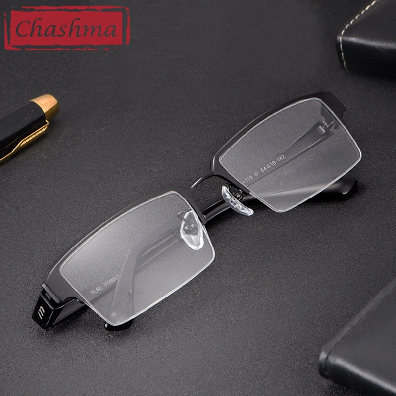Chashma Ottica Men's Semi Rim Square Titanium Eyeglasses 119 Semi Rim Chashma Ottica   