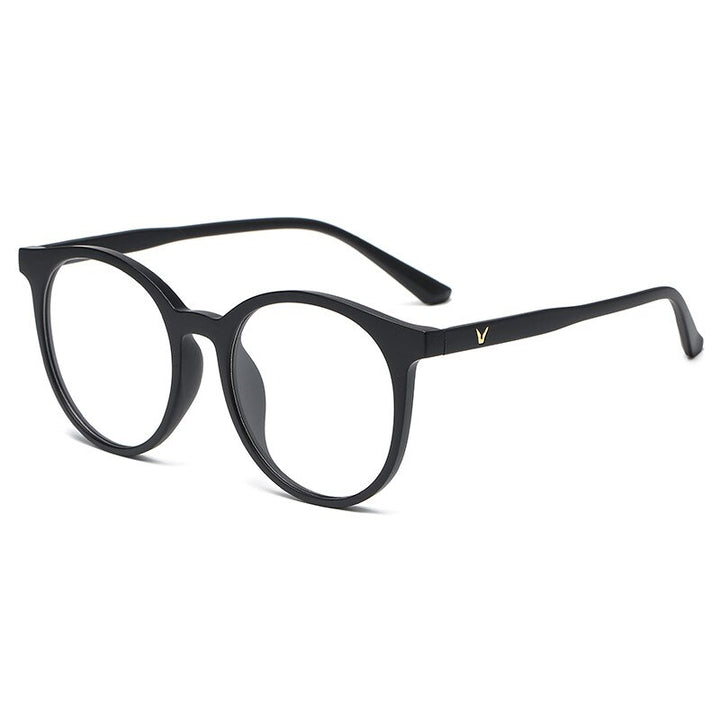 KatKani Unisex Full Rim Round Acetate Frame Eyeglasses K17128 Full Rim KatKani Eyeglasses Brihgt Black  