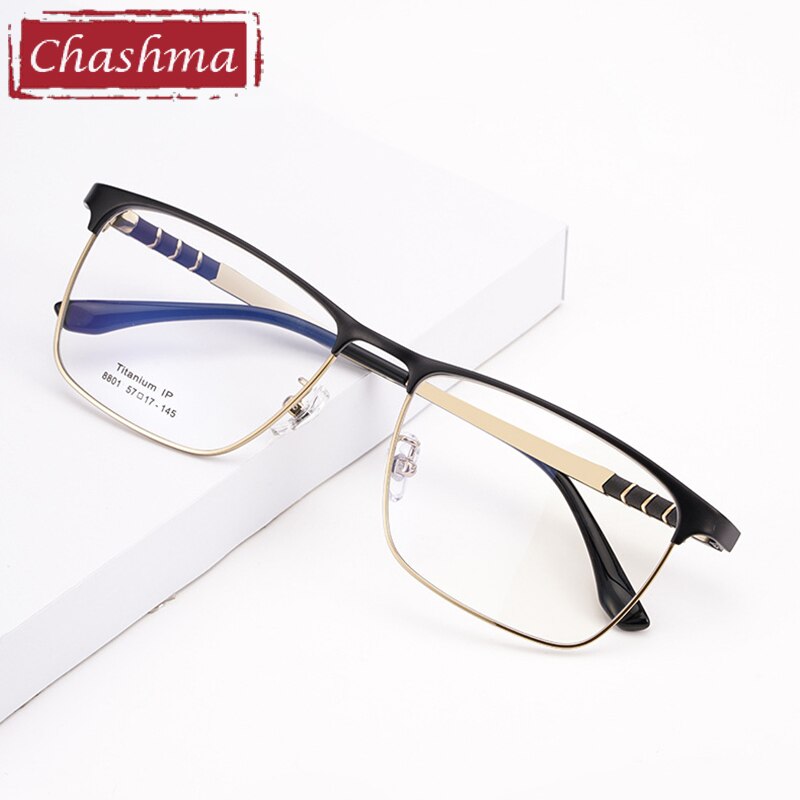 Chashma Ottica Men's Full Rim Square Titanium Eyeglasses 8801 Full Rim Chashma Ottica   