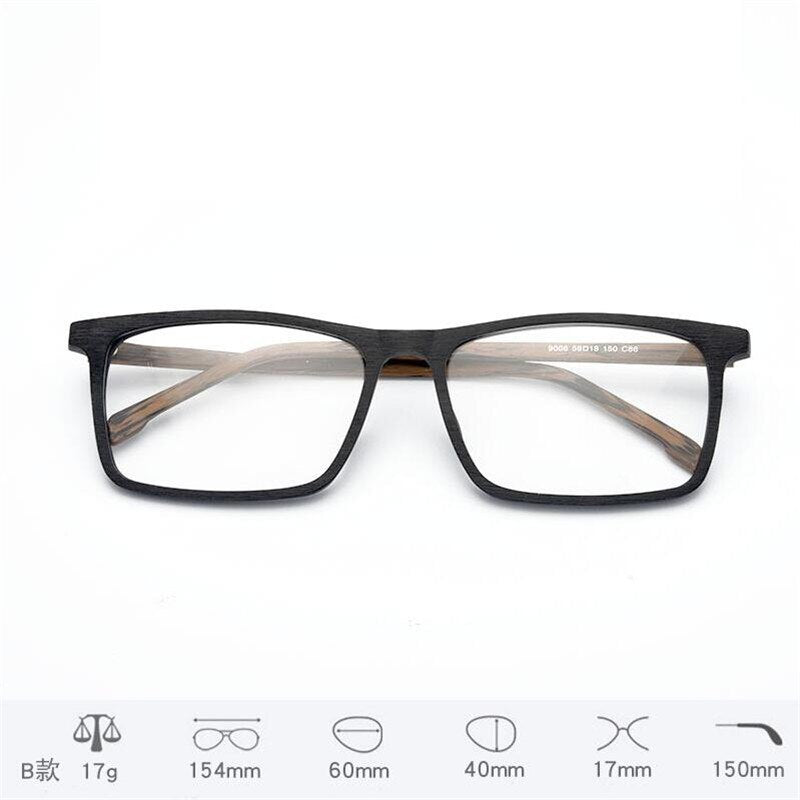 Cubojue Men's Full Rim Square Oversized Acetate Reading Glasses 154m Reading Glasses Cubojue anti blue light 0 black wood 