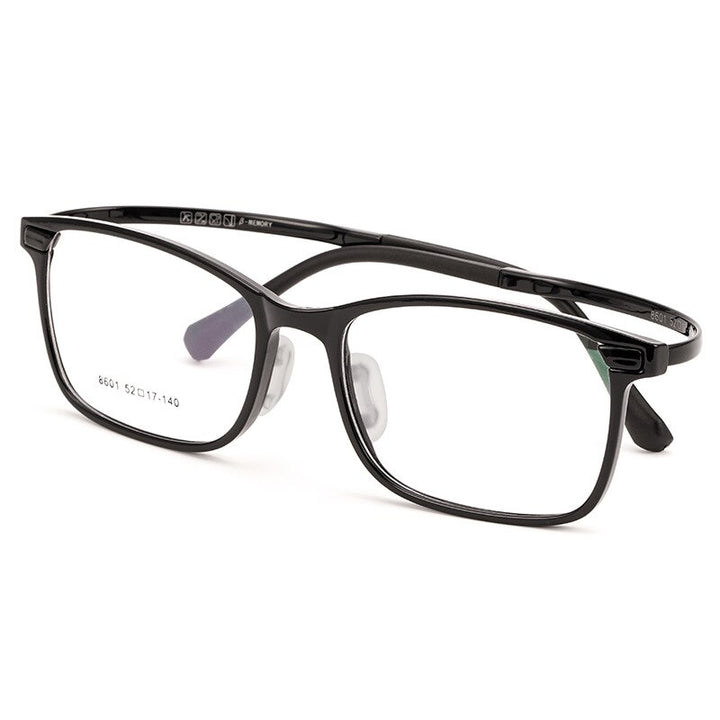 KatKani Unisex Full Rim TR 90 Resin Titanium Steel Screwless Frame Eyeglasses K8601 Full Rim KatKani Eyeglasses Brihgt Black  