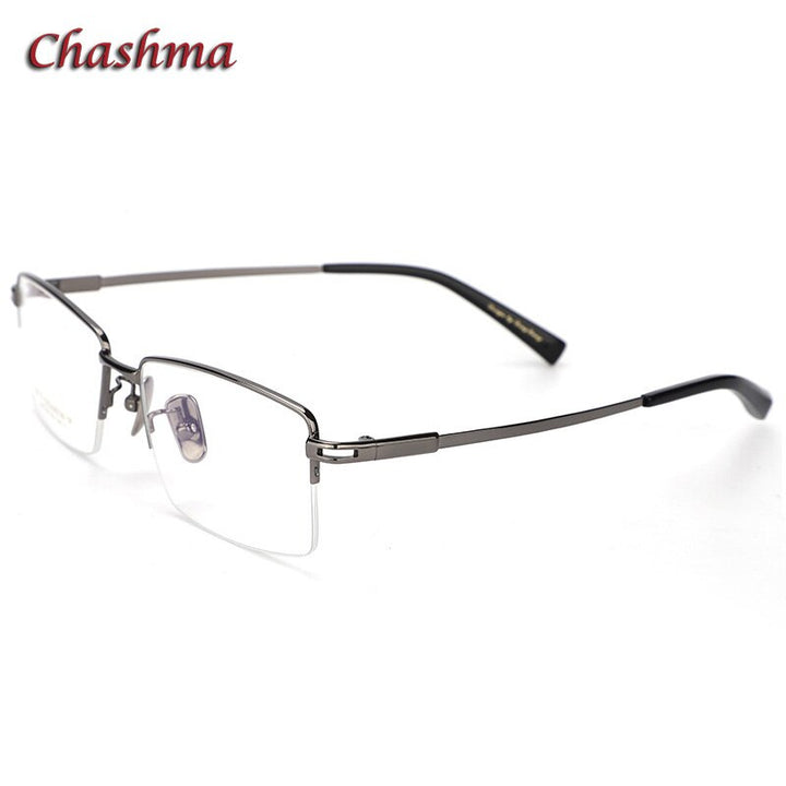 Chashma Ochki Men's Semi Rim Square Titanium Eyeglasses 0205 Semi Rim Chashma Ochki Gray  