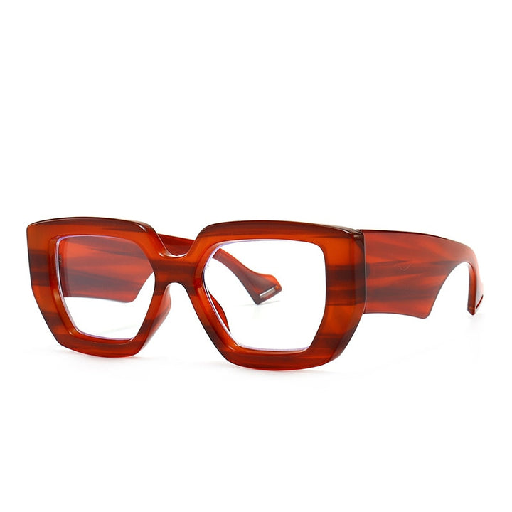 CCspace Unisex Full Rim Cat Eye Resin Alloy Frame Eyeglasses 46357p Full Rim CCspace C5Red  