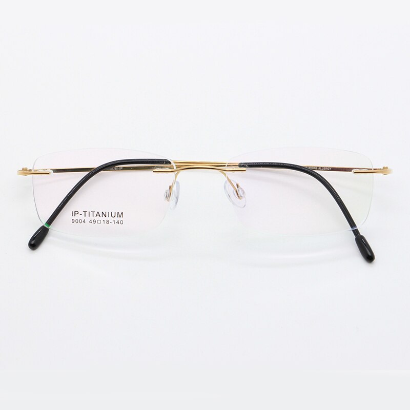Unisex Rimless Titanium Frame Eyeglasses Customizable Lenses 9004 Rimless Bclear Gold  