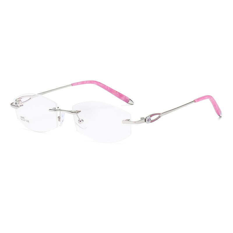Zirosat 58060 Women's Rimless Eyeglasses Alloy Diamond Cut Tinted Lenses Frame Zirosat pink  