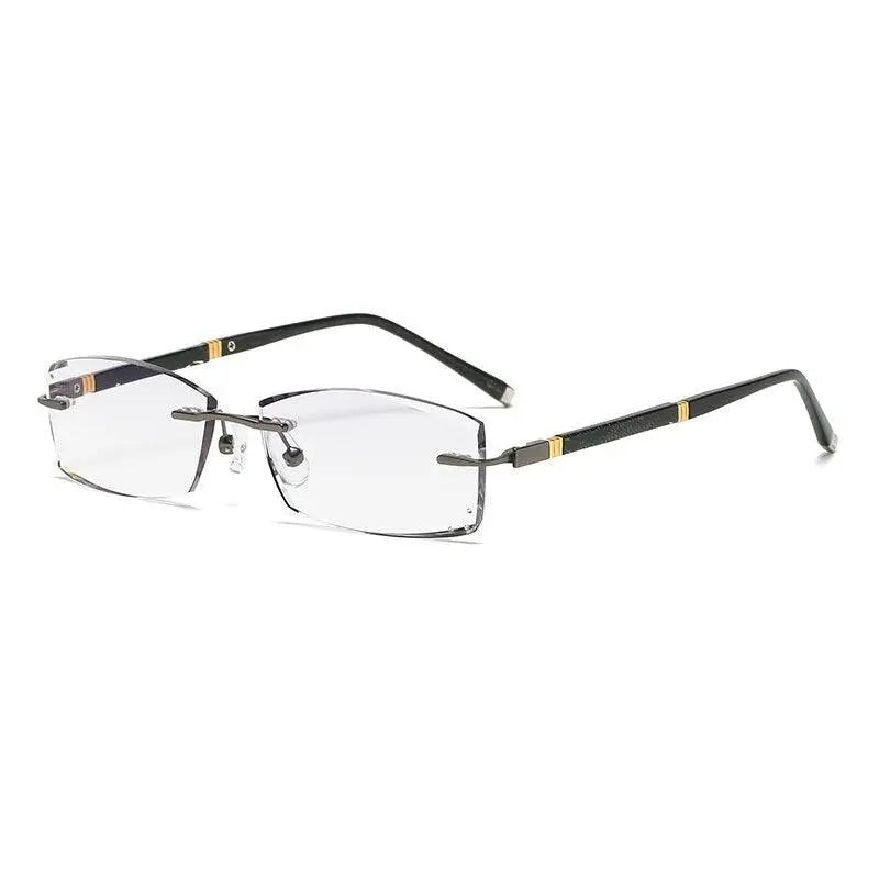 Zirosat 88055 Men's Eyeglasses Square Rimless - grey diamond cut